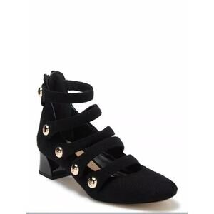 Tory‎ Burch Marisa Black Wool Strappy Pump Heels MaryJane Women's Size 6 Black